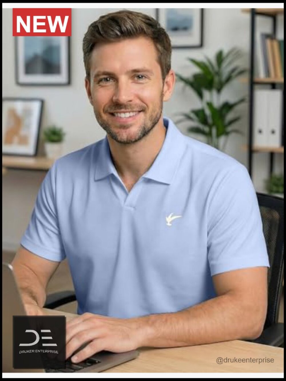 Men's Casual Polo Shirt Buttonless Short Sleeve Moisture Wicking Quick Dry - Picture 4 of 7